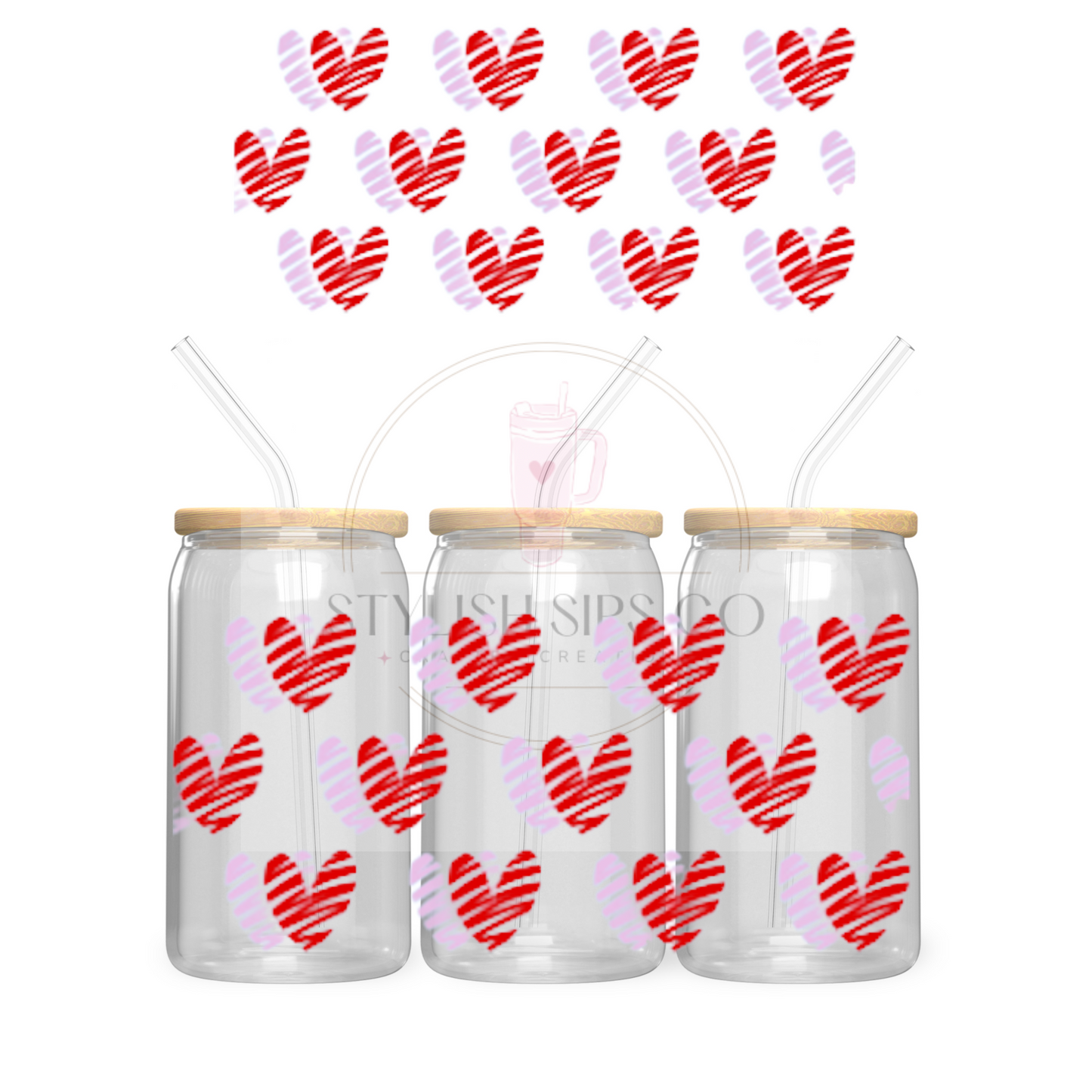 Hearts - 16oz - Double Sided Wrap